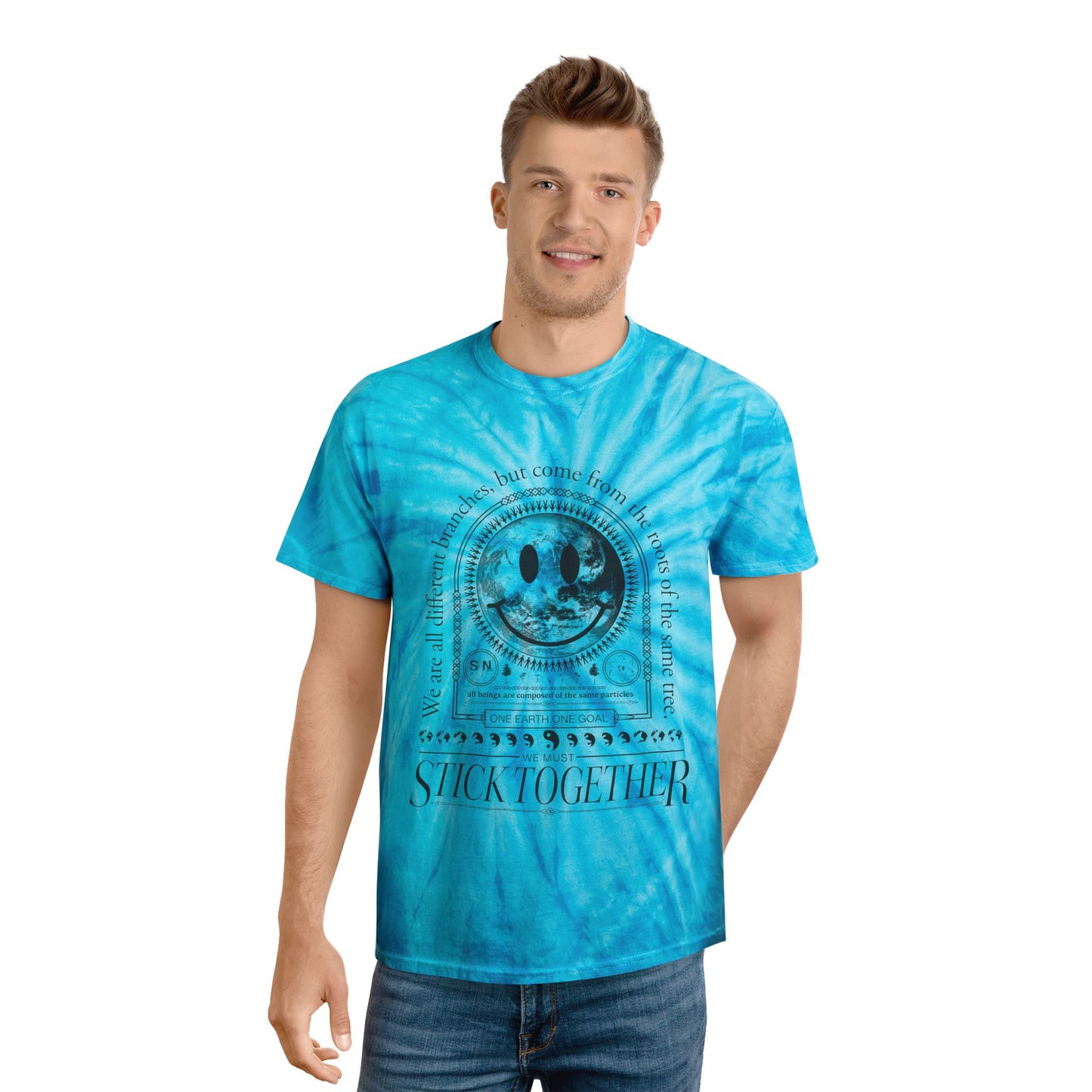 Smiley Face Stick Together - Unisex Tie Dye T-Shirt 2