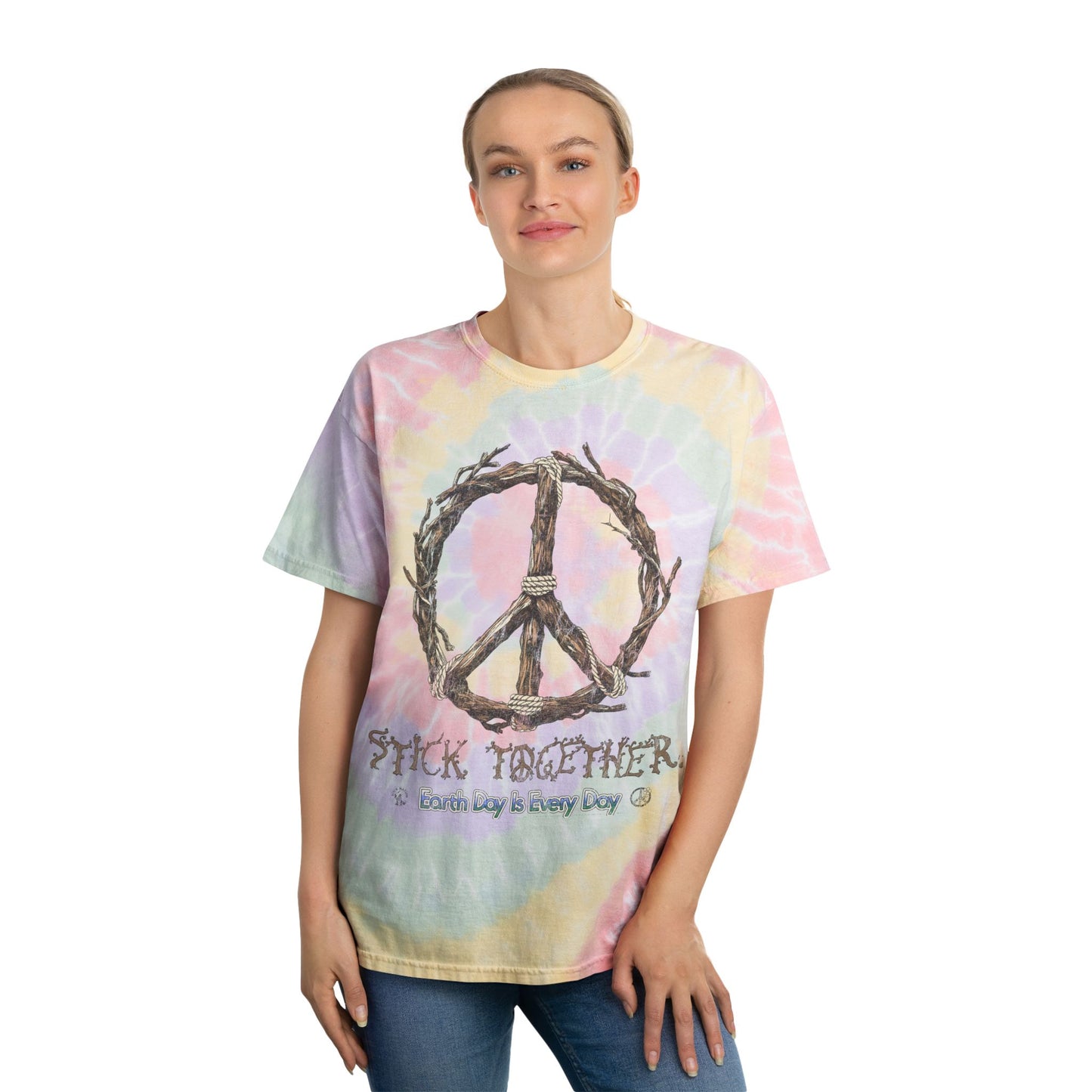 Stick Together Earth Day 2025 - Unisex Tie Dye T-Shirt