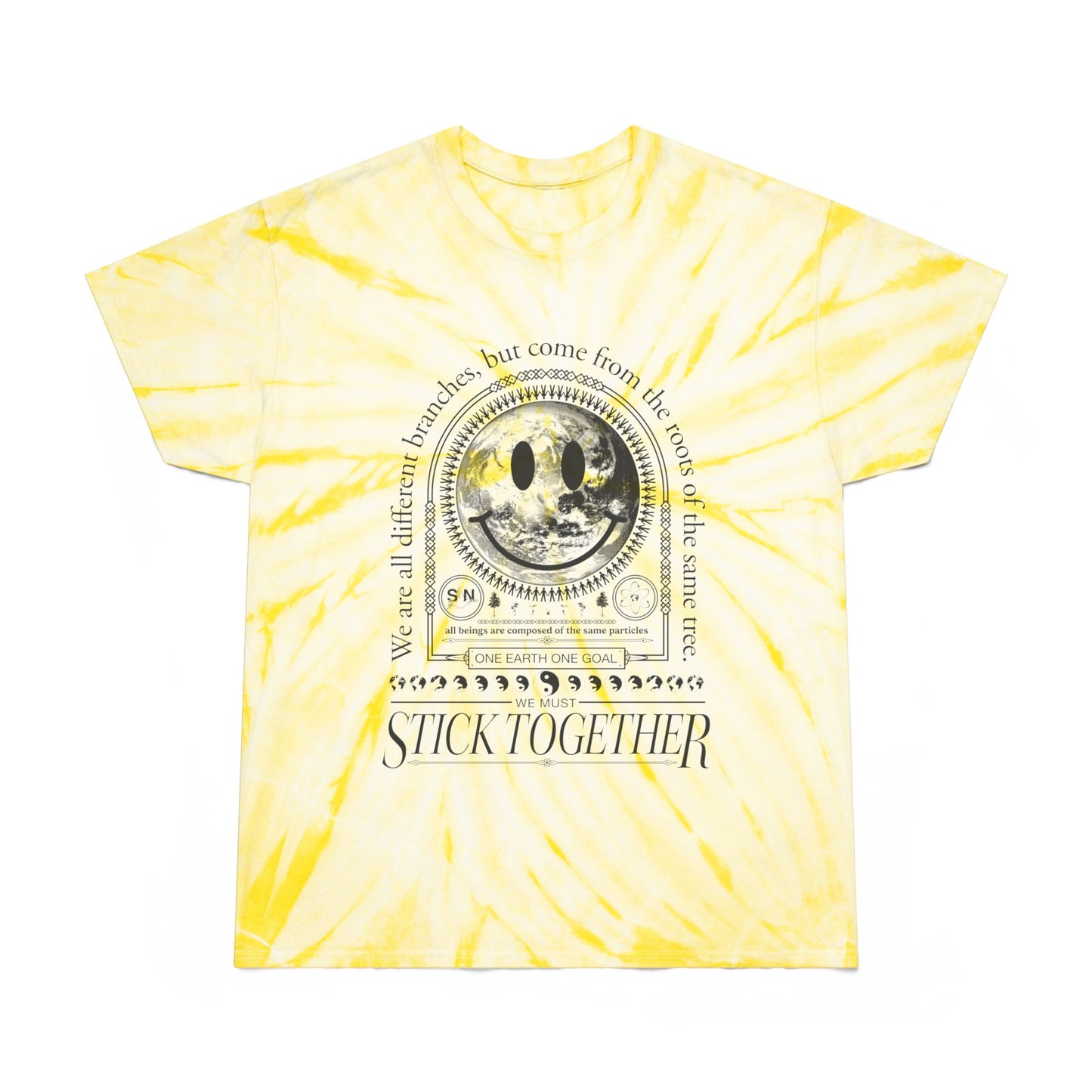 Smiley Face Stick Together - Unisex Tie Dye T-Shirt 2