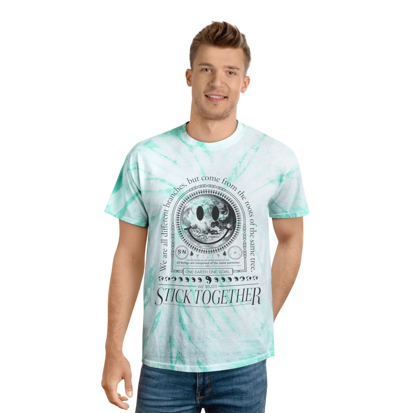 Smiley Face Stick Together - Unisex Tie Dye T-Shirt 2