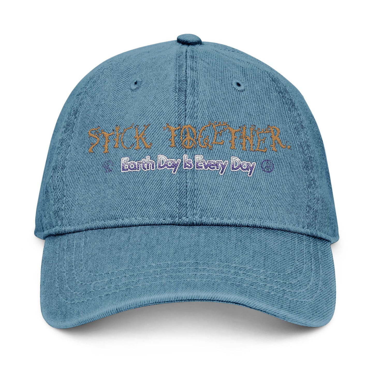 Stick Together Embroidered Denim Dad Hat