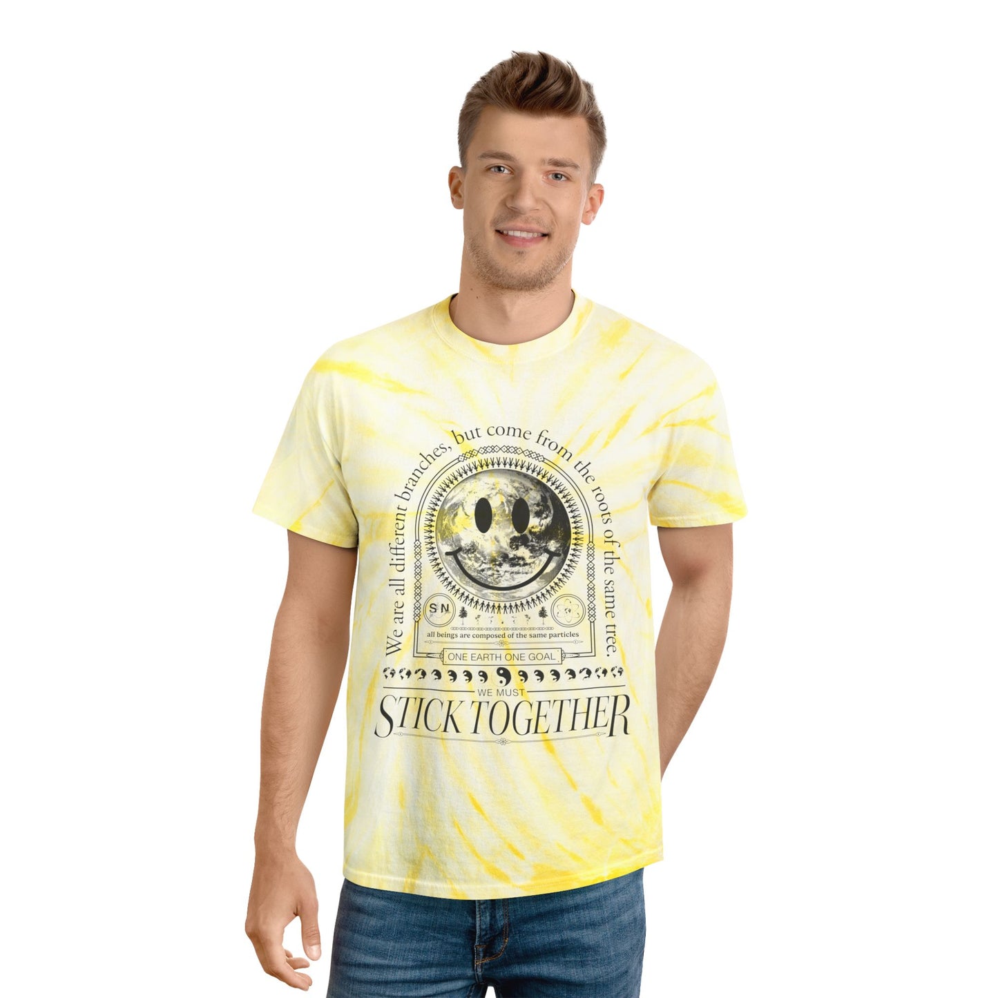 Smiley Face Stick Together - Unisex Tie Dye T-Shirt 2