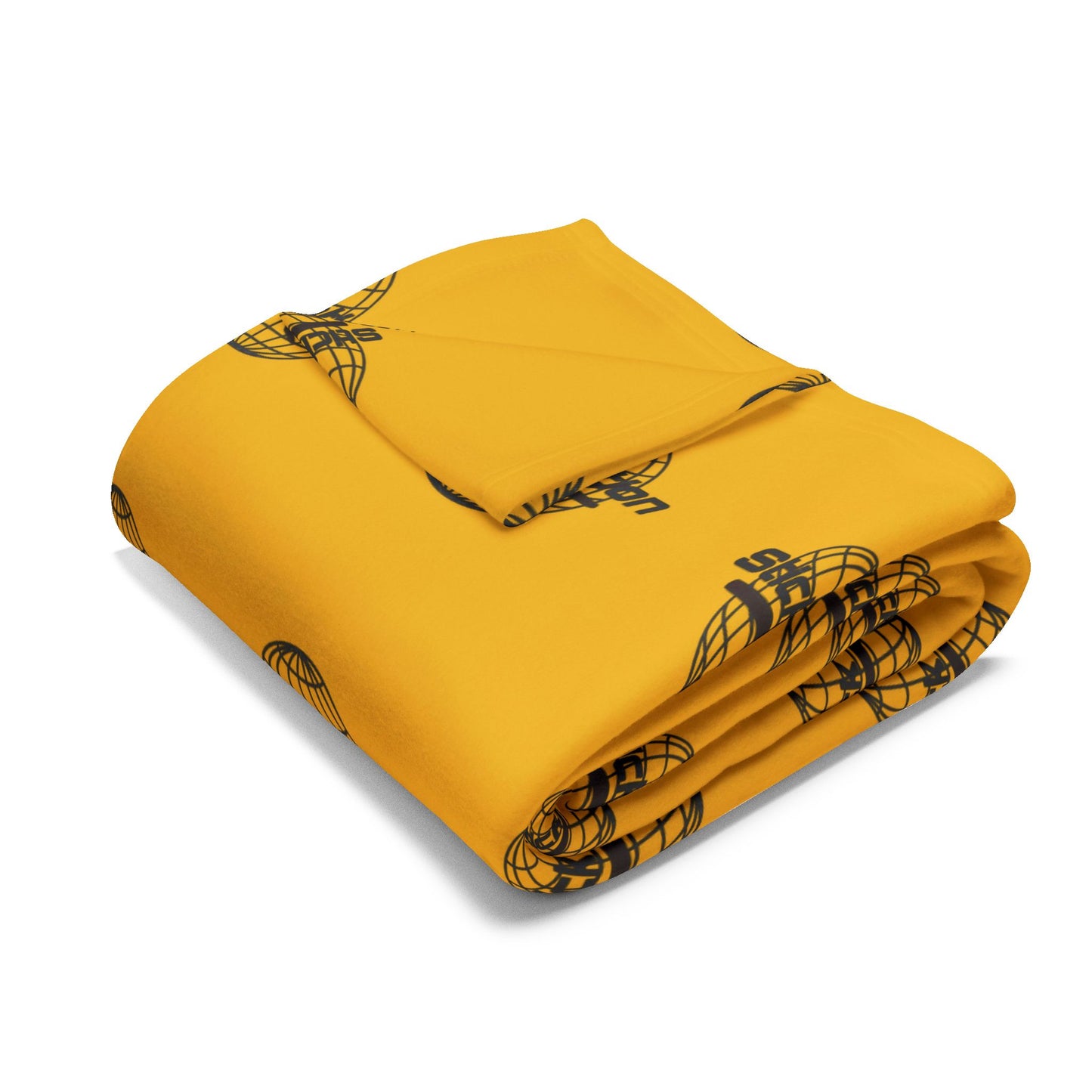 Cozy Arctic Fleece Blanket – Warm Yellow Globe Pattern