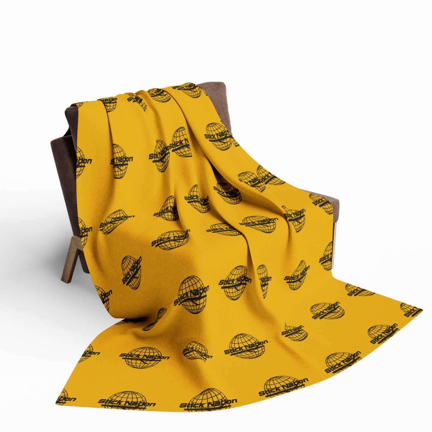 Cozy Arctic Fleece Blanket – Warm Yellow Globe Pattern