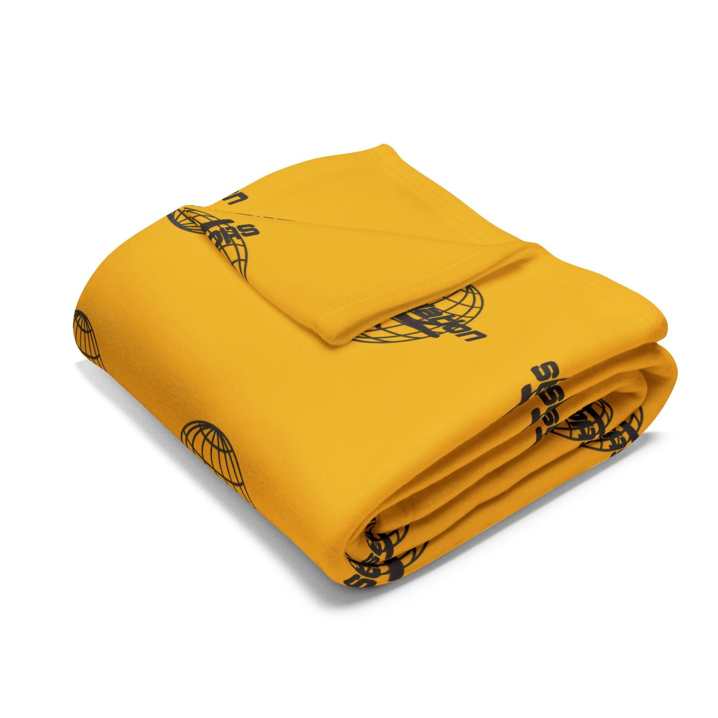 Cozy Arctic Fleece Blanket – Warm Yellow Globe Pattern