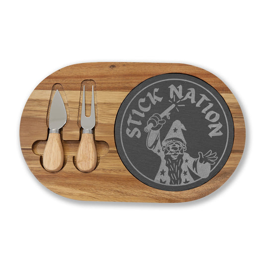 Engraved Charcuterie Board with Cheese Tools